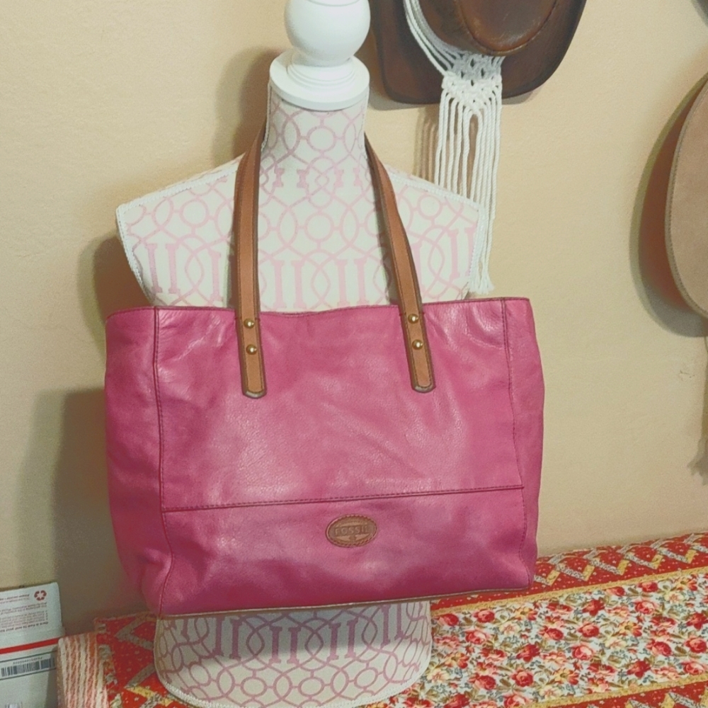 Plum leather fossil bag